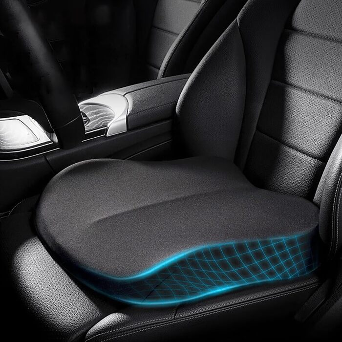 Подушка для сидіння в авто з Memory Foam, ортопедична, чорна. Підвищення сидіння для водія, для офісного крісла, інвалідного візка