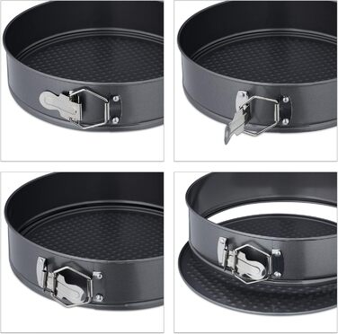 Набір форм для випічки Relaxdays, 7 шт., круглі, з нержавіючої сталі, антипригарне покриття, Ø 14-28 см, антрацит