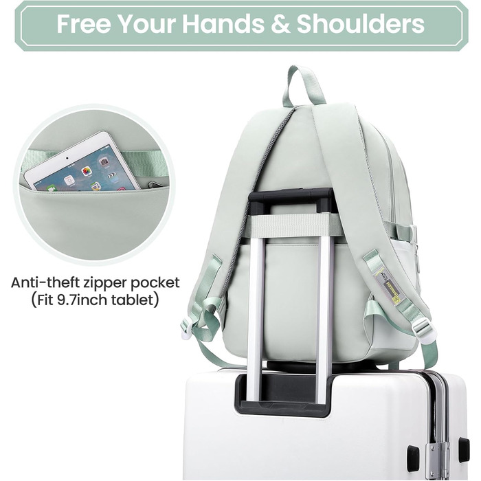 Дитячий рюкзак IvyH для дівчаток – велика місткість, водонепроникний, ідеальний для школи (2-6 клас), зелений