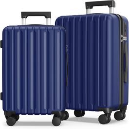 Набір валіз SHOWKOO 2 шт. з жорстким корпусом 65см+75см, розширюваний, ультралегкий, полікарбонат, з TSA замком та 4 колесами (L+XL) - Темно-синій