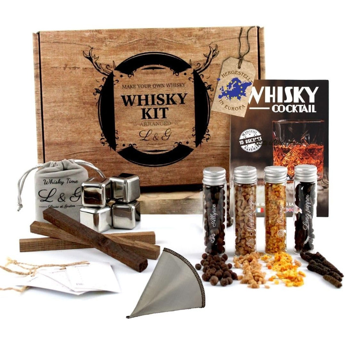 Набір спецій для віскі L&G® - подарунковий набір для чоловіків та жінок, оригінальна ідея для подарунка на Різдво, День народження, День святого Валентина, незабутні враження вдома