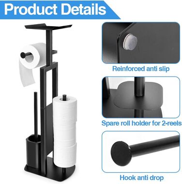 Тримач туалетного паперу з щіткою для унітазу з нержавіючої сталі. Набір для ванної кімнати з боксом для вологих серветок.