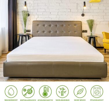 Mattress protector 140x200cm – 100% Bamboo Antibacterial and Anti-Allergic waterproof mattress cover 140x200 with optimal fit