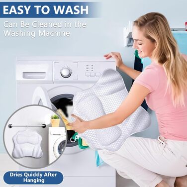 Підголовник для ванни MOYKSRR з 6 присосками та дихаючою сіткою 4D Air Mesh, для комфортного відпочинку у ванні