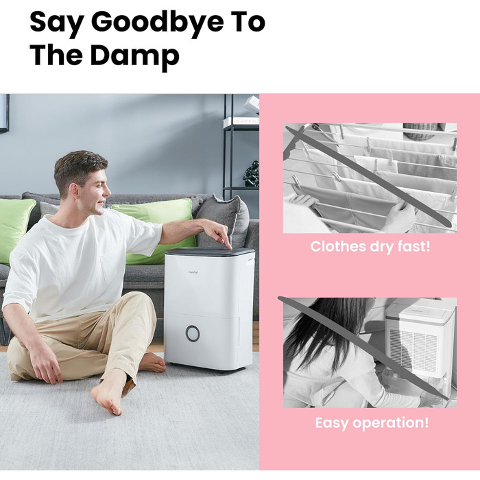 Зволожувач повітря COMFEE' MDDF-20DEN7: 20л/день, 40м², 3 режими, таймер, 3л бак