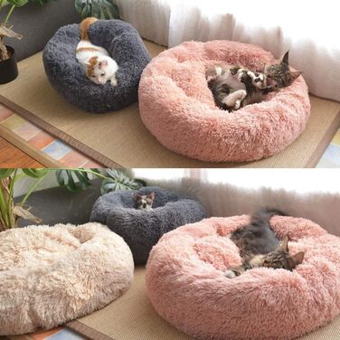 Cozy Cat Bed, Small Dog Bed, Warm Snuggly Soft Plush Winter Bed for Cat Caves, Non-Slip Bottom, Machine Washable, Sofa Bed for Puppies/Small Medium Cats (Gray, 50 cm)