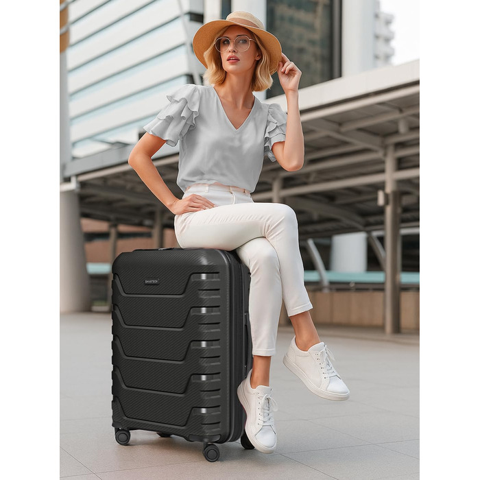 Чемодан тріумф SMARTBOX Hartschalen Check-in XL, 76 см, 111-120 л, розширюваний, з TSA-замком, з поліпропілену, 4 колеса, чорний