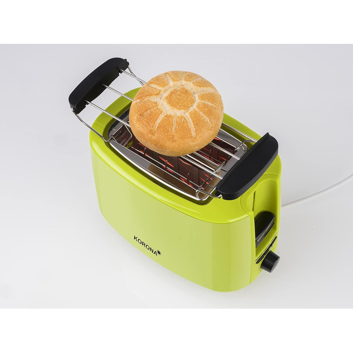 Тостер Korona 21133 зелений - 2 відділення, 750 Вт, з підставою для тостів та функціями розморожування та підігріву