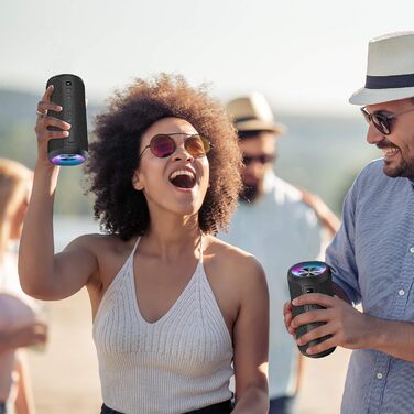 Ortizan Bluetooth Колонка з підсвіткою, портативна водонепроникна (IPX7) колонка з подвійними басами, 30 год автономії, гучний зв'язок, блакитний