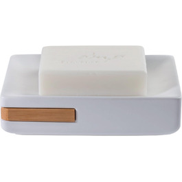 Миска для мила Spirella Oslo з каменю, декоративне аксесуар для ванної кімнати, білий бамбук, кераміка, 13,5 x 9,2 x 3,5 см