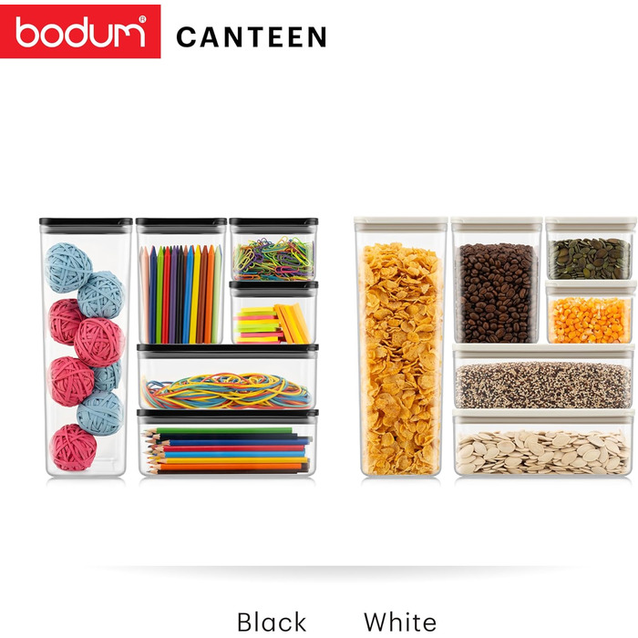 Набір контейнерів для зберігання Bodum CANTEEN (6 шт) чорного кольору, BPA-free, для посудомийної машини, прозорі, штабельовані