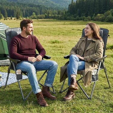 Крісло кемпінгове складне Portal з регурованою спинкою (3 положення), 160 кг, алюміній, сірий (2 шт)