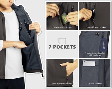 Чоловіча софтшеллова жилетка Outdoor Ventures: водонепроникна, вітрозахисна, спортивна, з декількома кишенями, для гольфу (S, Коричнево-сіра)