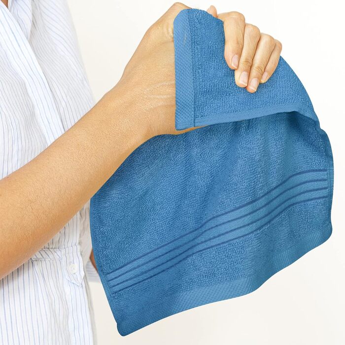 Набір м'яких махрових рушників для обличчя та тіла Utopia Towels, 100% бавовна, 30x30 см, сіро-блакитний, 12 шт.
