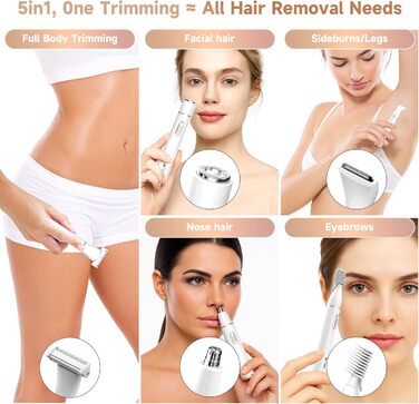 Електричний жіночий інтимо-голений апарат 5-в-1 для обличчя, бікіні-зони, ніг, носа та вух. Бездротовий, для вологого та сухого гоління. Білий.