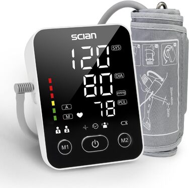Тонометр на плече Scian для дому, автоматичний, велика манжета 22-42 см, пам'ять 2x100