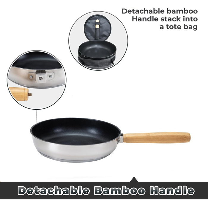 Набір посуду для кемпінгу KingCamp: нержавіюча сталь 304, для багаття, котел, каструлі, сковорода та чайник, з сумкою, для кемпінгу, відпочинку на природі, приготування їжі, пікніка на 4-6 осіб. Срібний набір посуду.