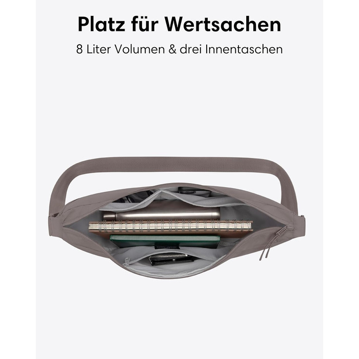 Сумка через плече LARKSON Solveig Medium бежева (Taupe) 8л – Водовідштовхувальна напівмісячна сумка Moon Bag для жінок та чоловіків