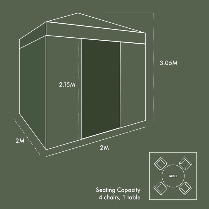 Airwave EX26032 Essential Pop-Up Pavilion with Sides, 2 x 2 m, White