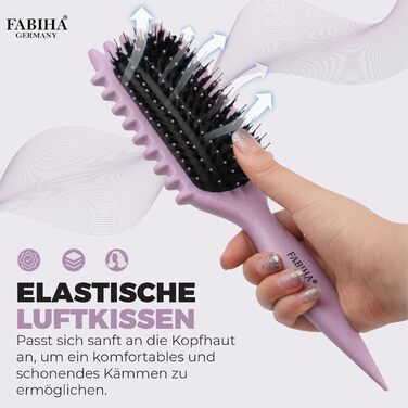Преміум щітка для волосся Lockenbürste - для кучерявого волосся, біо-щітка без заплутування, щетина дикого кабана, оригінальна 3-в-1 стилінг-щітка для модних кучерявих зачісок (Ліловий)