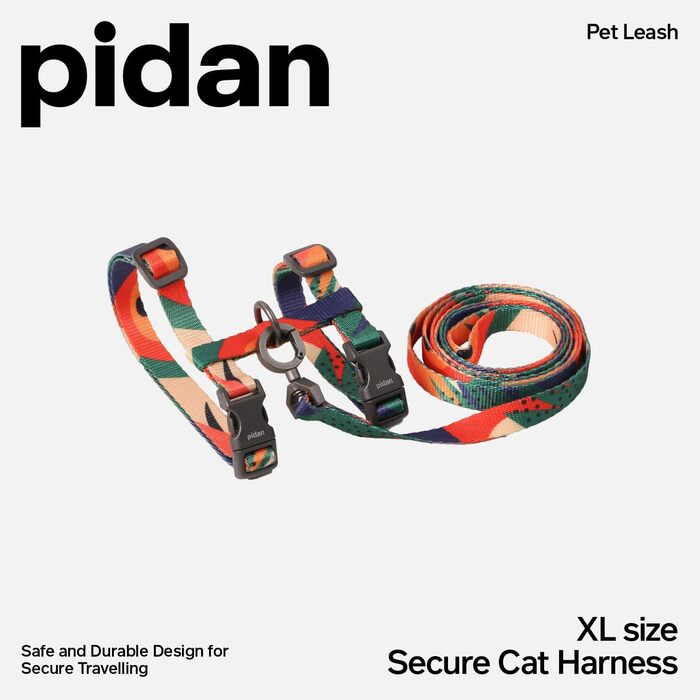Шлейка для кота Pidan, XL, антивипадкова, регульована, для великих та маленьких котів, легка, м'яка, багато кольорів, розмір XL, обхват шиї 24-39 см, обхват грудей 55-55 см