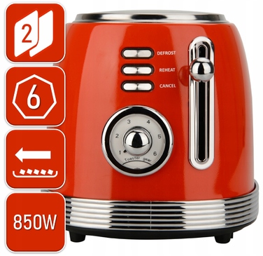 Тостер Zilan RETRO BREAD TOASTER, червоний, 850 Вт