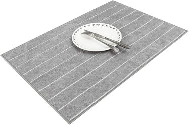 HYER KITCHEN Microfiber Towels - 8 Pack Striped (Color-coordinated - soft, super absorbent, and lint-free, 66 x 45.7 cm, Gray and Camel (gray) gray
