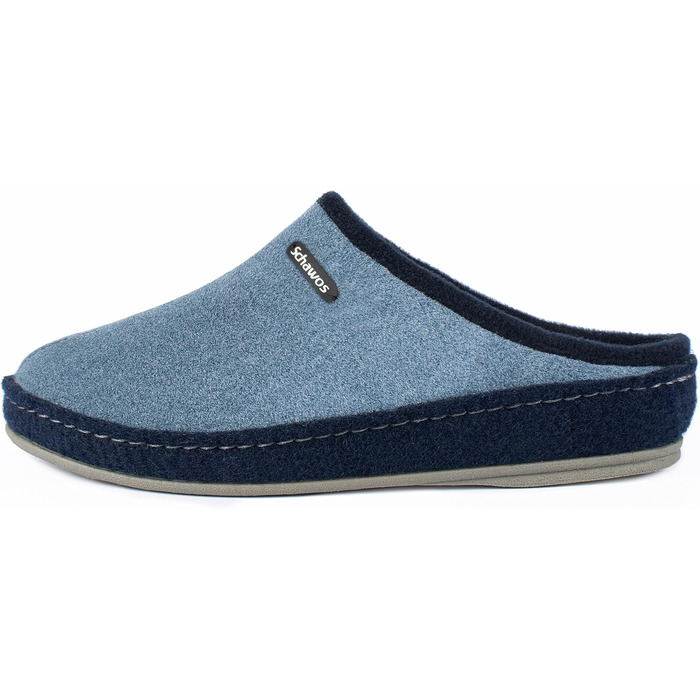 Чоловічі фетрові домашні тапочки Schawos 6030, теплі, з підкладкою з шерсті, з устілкою, міцна підошва, неслизькі, 42 EU, морські, 10w