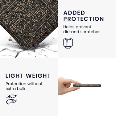 Чохол-книжка kwmobile для Kobo Clara 2E / Tolino Shine 4 - з єгипетськими ієрогліфами, золотий/чорний