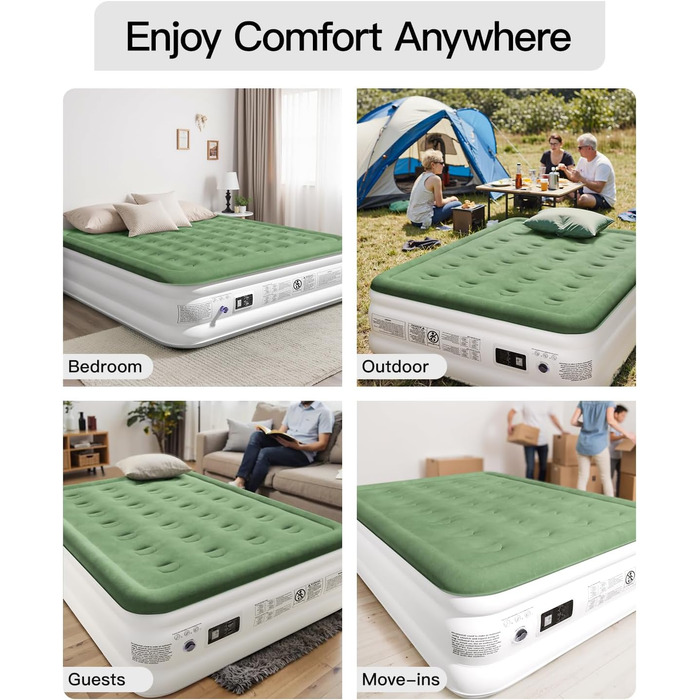 Надувний матрац Luftmatratze для 2 осіб 190x137x46 см з вбудованим насосом для кемпінгу та дому