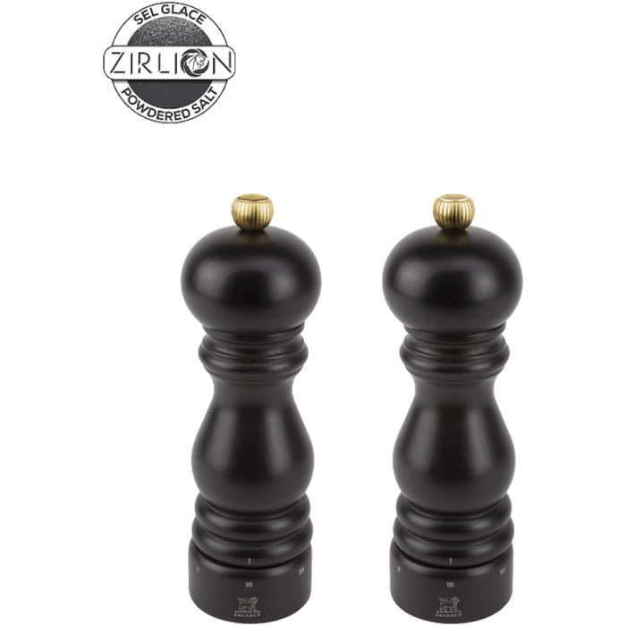 Набір для солі та перцю Peugeot Paris u'Select 18 см - 6 ступенів помелу, механізм Zirlion, дерев'яний (шоколад)