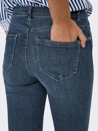 Джинси скінні жіночі ONLY ONLBLUSH, середньої посадки, укорочені, блакитно-чорний денім (XS/30L)