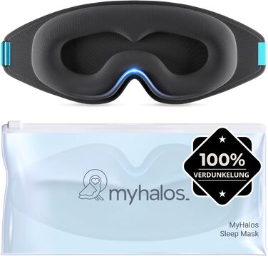 Маска для сну MyHalos® – 3D маска для сну для жінок та чоловіків, повна затемненість, комфорт без тиску, з етанью