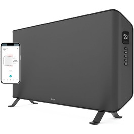 Електричний конвектор Duux Edge Smart 1500W - енергозберігаючий нагрівач для ванної кімнати, з термостатом, для приміщень до 20 м² - сірий