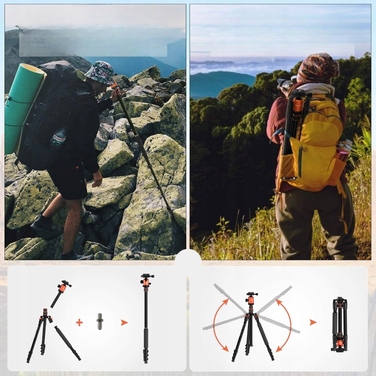 Штатив-трипод для фотографії Geekoto AT24Pro Dreamer, складаний, алюмінієвий, 3в1