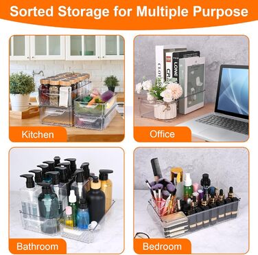 Refrigerator Organizer Set, 6-Piece Organizer Boxes for Refrigerator with Lids, Transparent Refrigerator Boxes Stackable, Storage Boxes for Refrigerator for Kitchen Cabinets