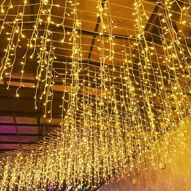 Ланцюжок прикрас LED 10м, 600 LED, теплий білий, 8 режимів, для дому та саду, IP44, вологостійкий, для святкування (Новий рік, Вечірка, Хелловін)