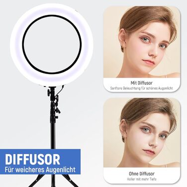 NEEWER Кольцеве світло 50 см (20 дюймів) LED з триподом та тримачем для телефону, 44 Вт, 3200K-5600K, з акумулятором, USB, для макіяжу, тату, вій, YouTube, TikTok, відеозйомки (RL-18)