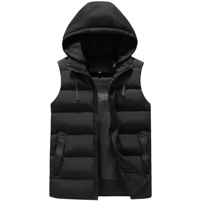 Чоловіча степкова жилетка YOUTHUP з капюшоном для активного відпочинку та зими. Легка, вітронепроникна, чорна XL