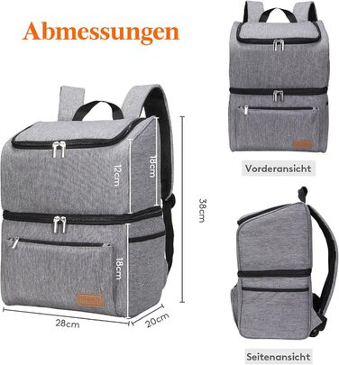 Lifewit 21L Insulated Cooler Bag, Thermal Lunch Bag, Cooler Backpack, Leak-Proof Double-Layer Cooler Bag for Men, Women, Mothers for Lunch, Picnic, Shopping, Travel (Gray)