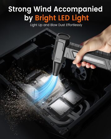 Електричний пилодув для ПК та приміщень - Air Duster 200000 RPM, 4-рівні, акумуляторний, чорний