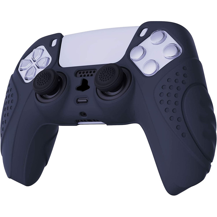 Ергономічний силіконовий чохол eXtremeRate PlayVital для геймпада PS5, захисна накладка з м'якої гуми з насадками на стіки (2 шт), Guardian Edition, синій колір