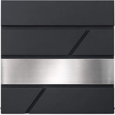 Поштовий ящик Verda з газетницею, нержавіюча сталь, антрацит, 37x37x11 см, з ключами, вікном та табличкою для імені - сучасний вуличний поштовий ящик