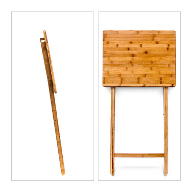 Relaxdays Folding Side Table Bamboo
