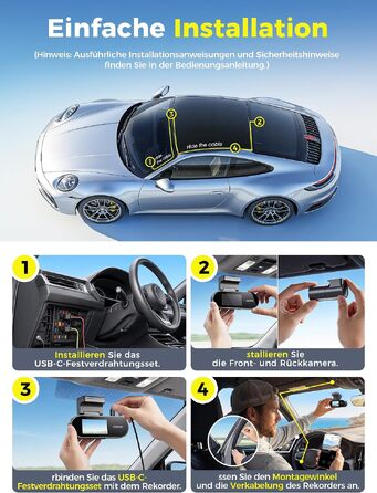 Автомобільний відеореєстратор DDPAI N2 Dual (передній та задній), роздільна здатність 2.5K + 1080P, 1.9