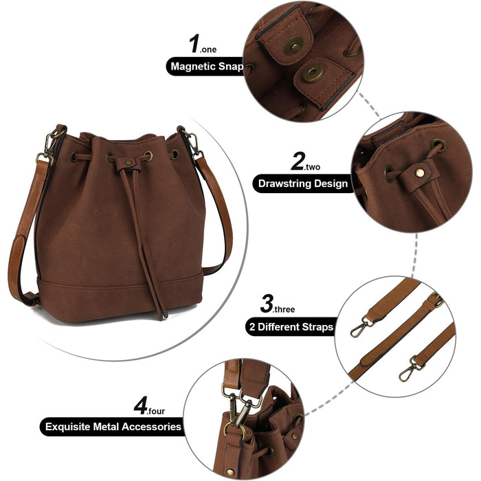 Сумка жіноча AFKOMST через плече, велика м'яка сумка-шопер з двома ременями (темно-коричнева)