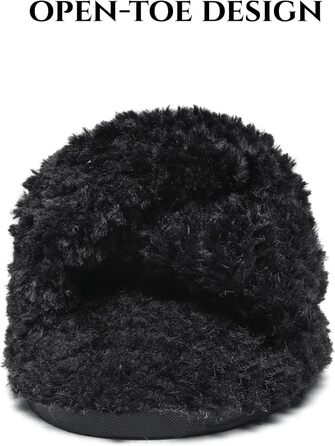 SMajong жіночі плюшеві домашні тапочки зимові теплі, м'які, з антиковзким покриттям, зручні, з підкладкою, чорні (36/37 EU)