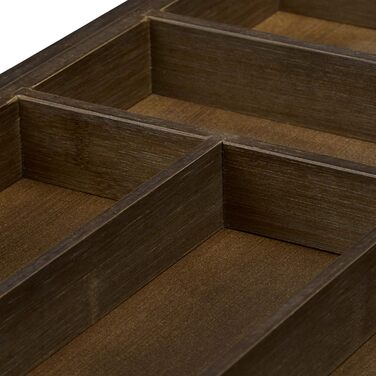 Relaxdays Cutlery Drawer Organizer, Pull-Out, Variable Width, 5-7 Compartments, Bamboo Organizer, HBT: 5x48x46cm, dark brown
