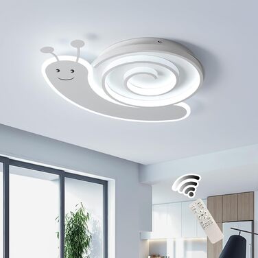 Дитяча стельова LED-лампа Oninio 48W, диммована, з пультом, у формі равлика, біла, для спальні, офісу, дитсадка