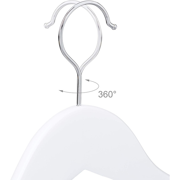 Relaxdays 40 x Children's Clothes Hangers, Wood, 360° Swivel Hook, Wooden Clothes Hangers for Kids, WxH: 18 x 30.5 cm, Clothes Hanger Set, white